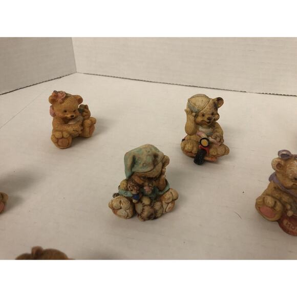 Vintage Mini Teddy Bear Figures Resin Lot Of 11 Bears - Picture 4 of 5